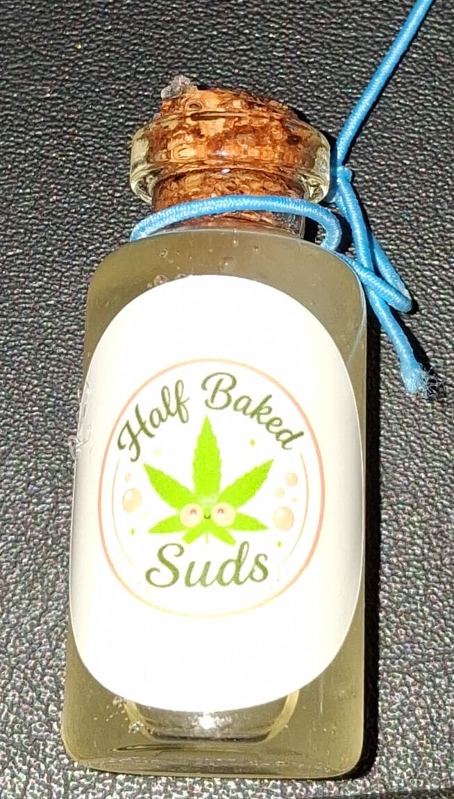 Half Baked Suds Good Rub CBD Oil - cork-top glass bottle